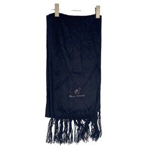 Alpaca Camargo Navy blue fringed alpaca winter scarf